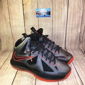 NIKE LEBRON X LAVA CHARCOAL 541100-002 2012 size 9
